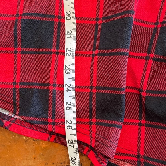 Vintage Christmas Style Lace Up Asymmetrical Red Buffalo Plaid V-Neck Medium - Picture 13 of 13